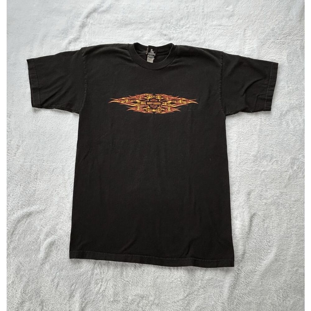 Vintage Harley-Davidson Black Flame T-Shirt Size Large, Onalaska, WI